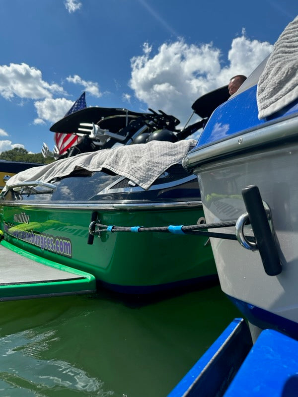 4 Black/White XL Ball Fenders - 2 Fathom - 2 Boat to Boat Bungee Package